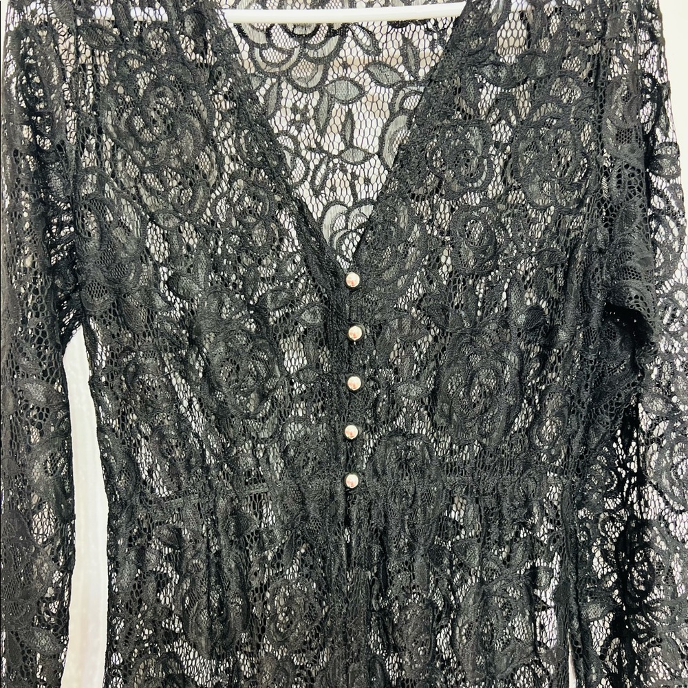 Front Open Dress/Cardigan in black colour - Picture 2 of 3